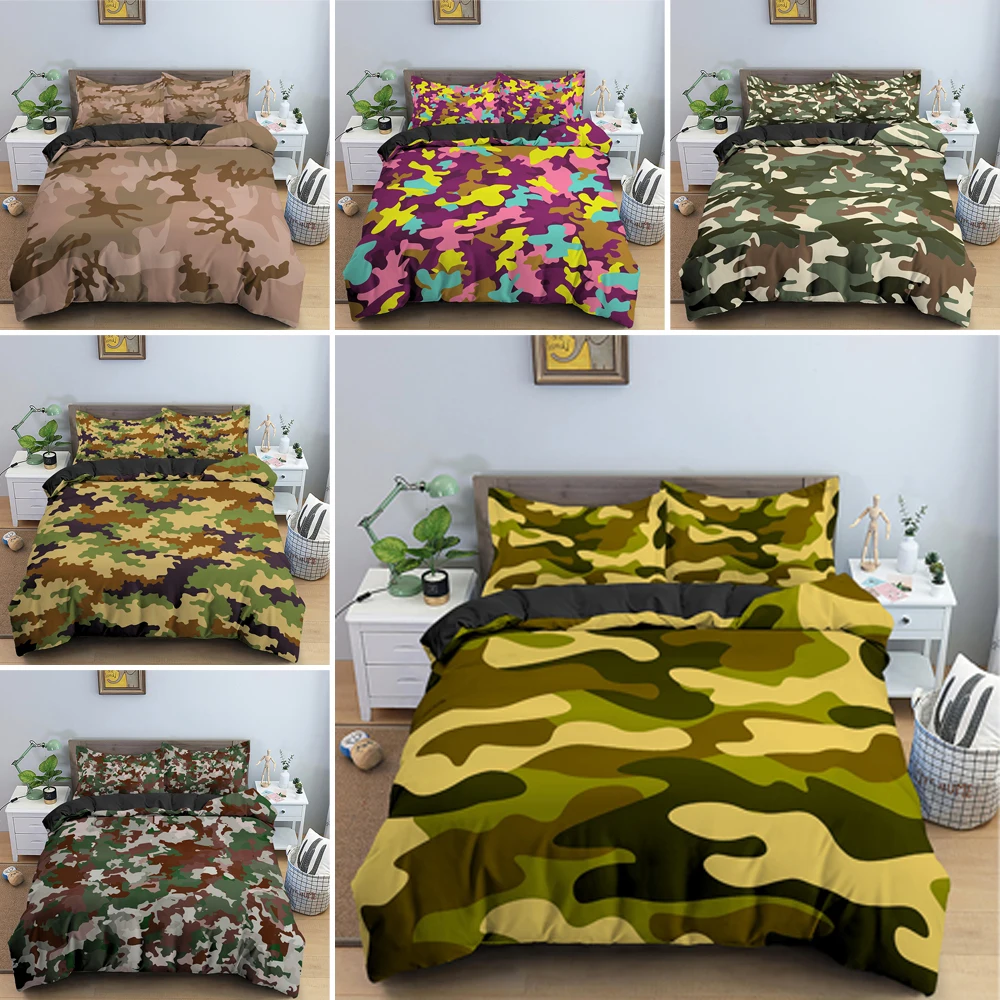 

3D Camouflage Printing Duvet Cover Hidden Style Bedding Set Teens Quilt/Comforter Cover 2/3pcs Twin Queen King Size Bedclothes