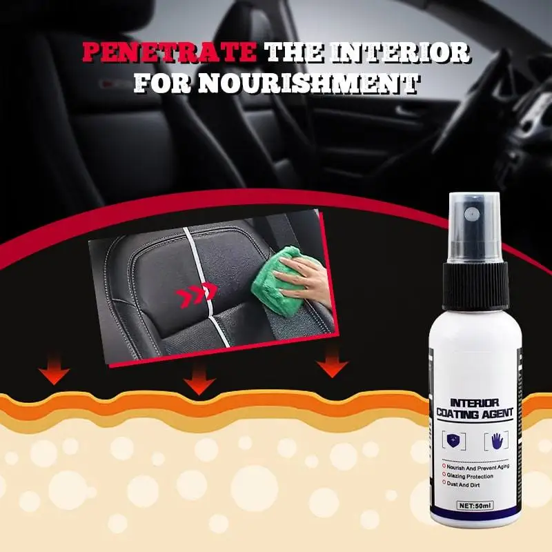 

50ML Multi-purpose Cleaner Anti-aging Cleaning Automoive Car Interior Ceiling Cleaner Leather Flannel Water-free Cleaning Spray