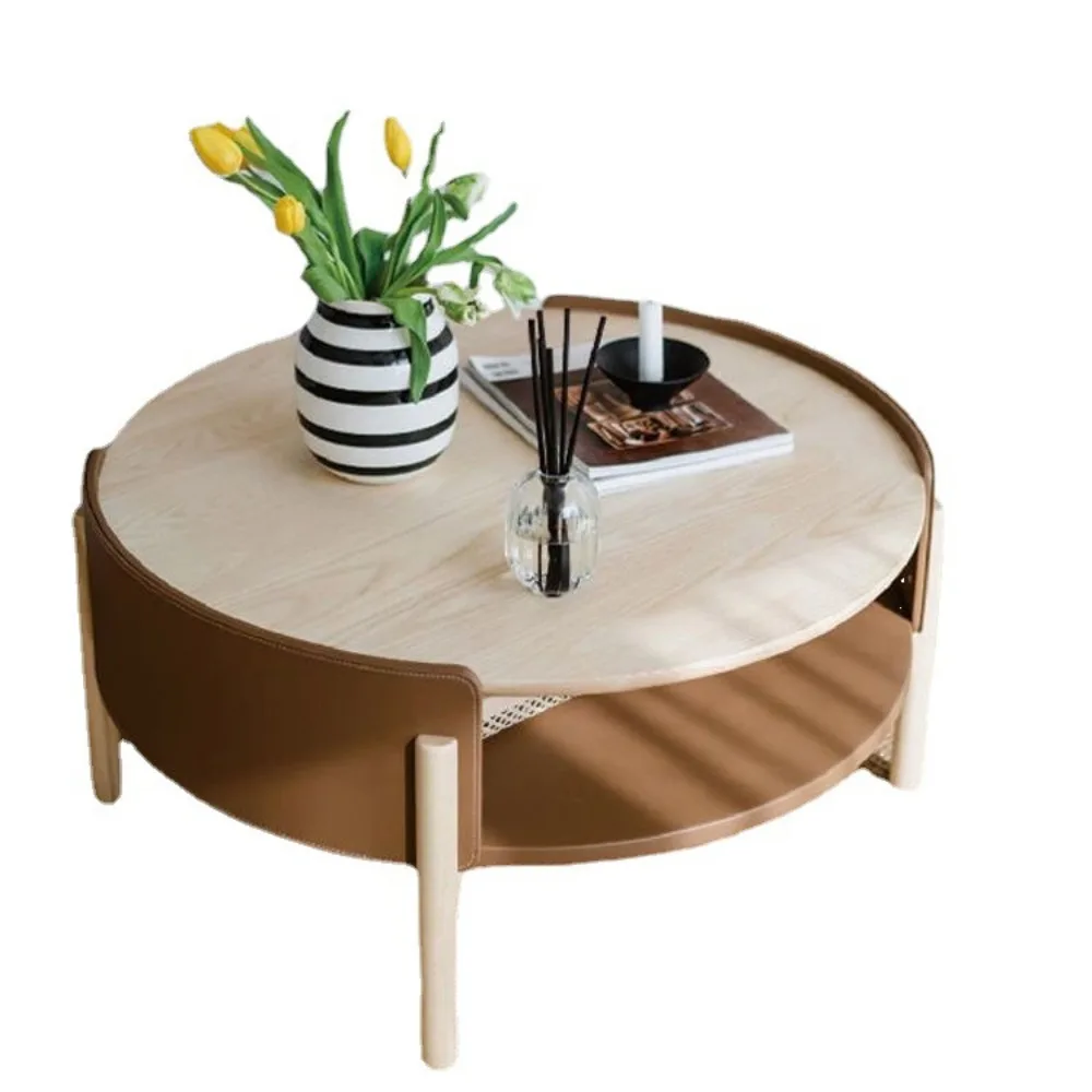 Кофейный столик в скандинавском стиле с зернистой кожей маленькая