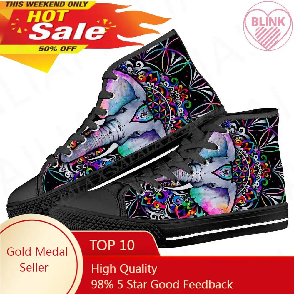 

Hippie Psychedelic Colorful Trippy Men Vulcanized Sneakers High Top Canvas Shoes Classic Design Men Flats Lace Up Footwear-16