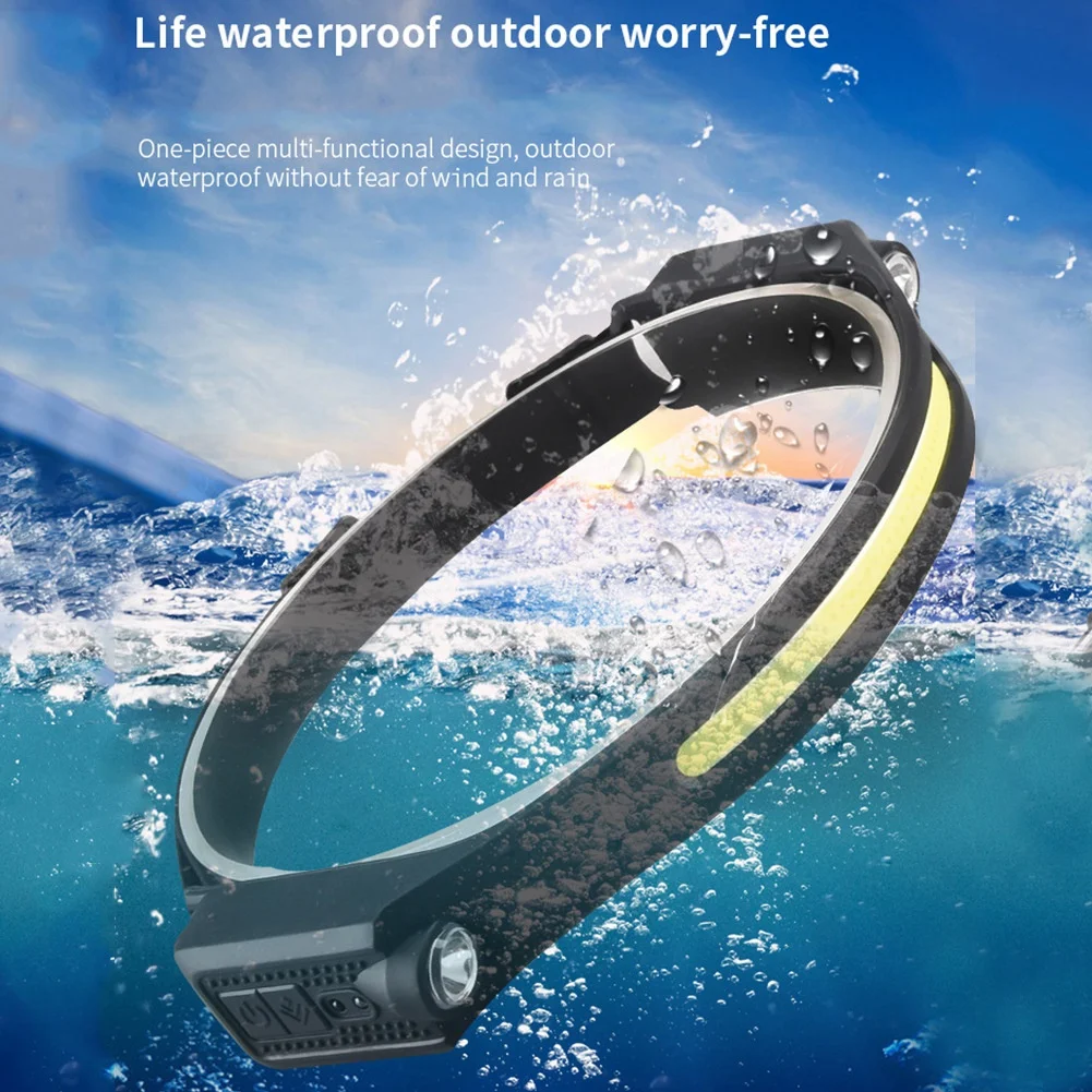 4PCS New LED Sensor Headlamp USB COB Headlight 5 Modes Waterproof Night Running Induction Light Outdoor for Fishing Camping enlarge