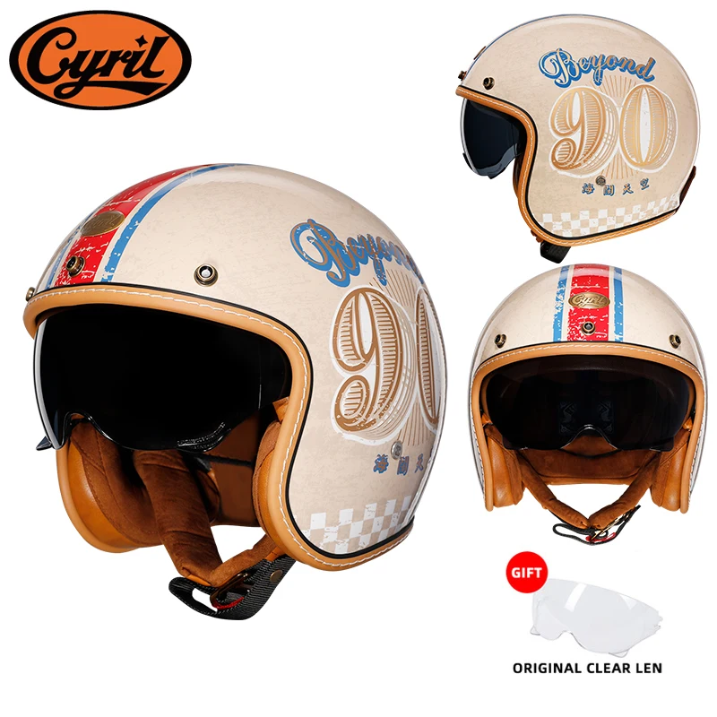 

Casco Moto 3/4 Open Face Half Motorcycle Helmet CYRIL B206 Lightweight Adult Vintage Jet Helmet for Men Women DOT ECE Approved