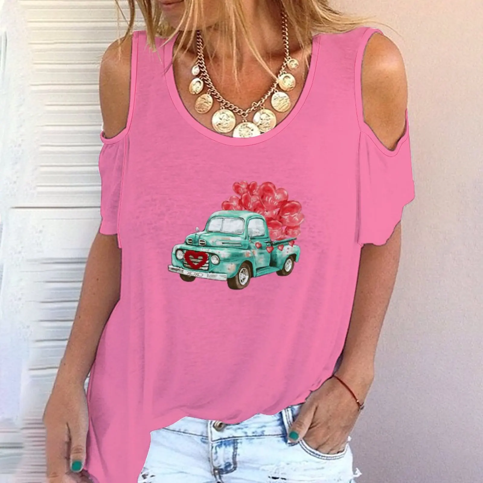 

Summer Fashion New Sexy Sleeveless Ladies Cartoon Car Pattern T-Shirt Printing T-shirt Cartoon Top Clothes