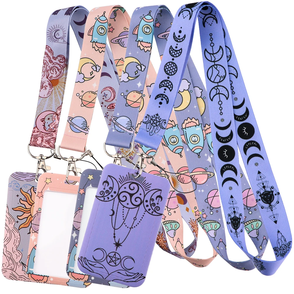 

LB2731 Sun and Moon Vintage Triple Moon Lanyards for Key ID Card Gym Cell Phone Strap USB Badge Holder Rope Pendant Key Chain