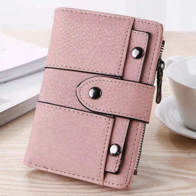 

For Bolsa Wallet Small Coin Short Wallet Retro Purse Ladies Rivets Card Purse Feminina Women Wallet Girls Handbag Holders Simple