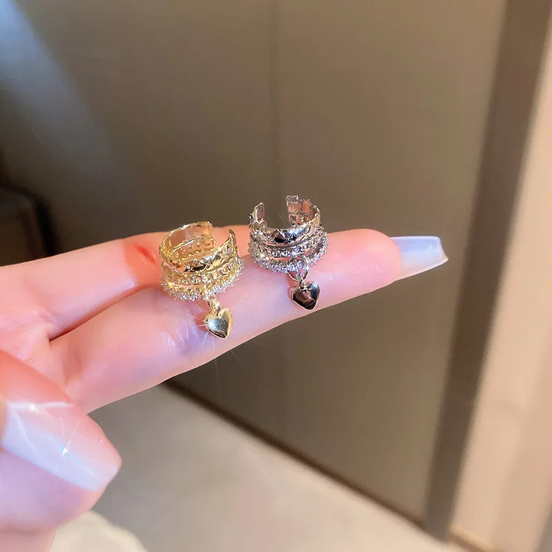 

Zircon INlaid diamond ear clip EAR bone clip niche INS cold wind earring without piercing ear ornaments