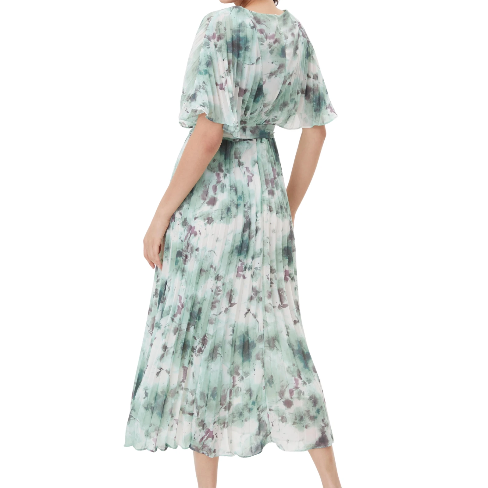 Женское шифоновое платье с V-образным вырезом длинным рукавом