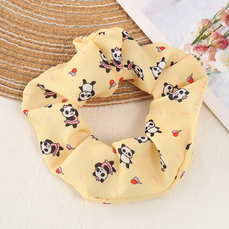 Оптовая продажа дешевые шифоновые эластичные резинки для волос с принтом панды