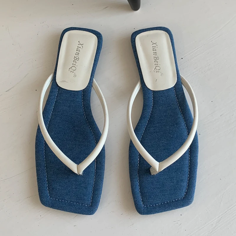 

Женские шлепанцы с квадратным носком, пляжные сандалии на плоской подошве, повседневные шлепанцы для дома и улицы, лето 2022