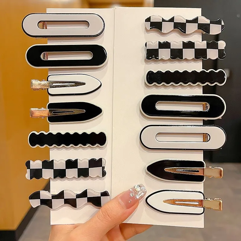 

AISHG Black and White Checkerboard Plaid Hair Clip 2023 New Broken Hair Without Trace Bangs Hairpin Hair Accessories