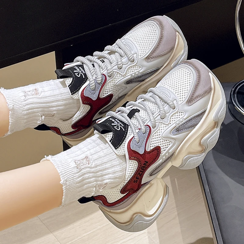 Кроссовки женские на платформе Повседневная Уличная обувь дизайнерские дышащие