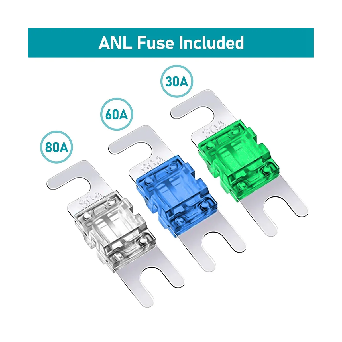 

Power Distribution Block, Fused Power Distribution Block Car Audio 4 Way MIDI Fuse Block for Auto UTV Boat Stereo Amp