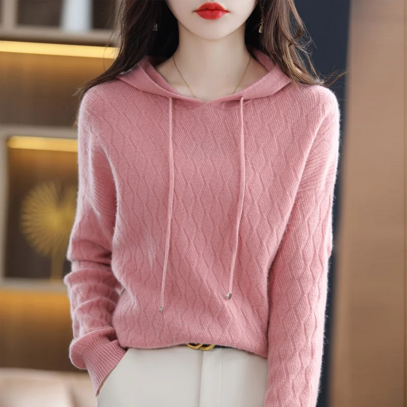 

Женская Осенняя трикотажная толстовка с капюшоном, большие размеры