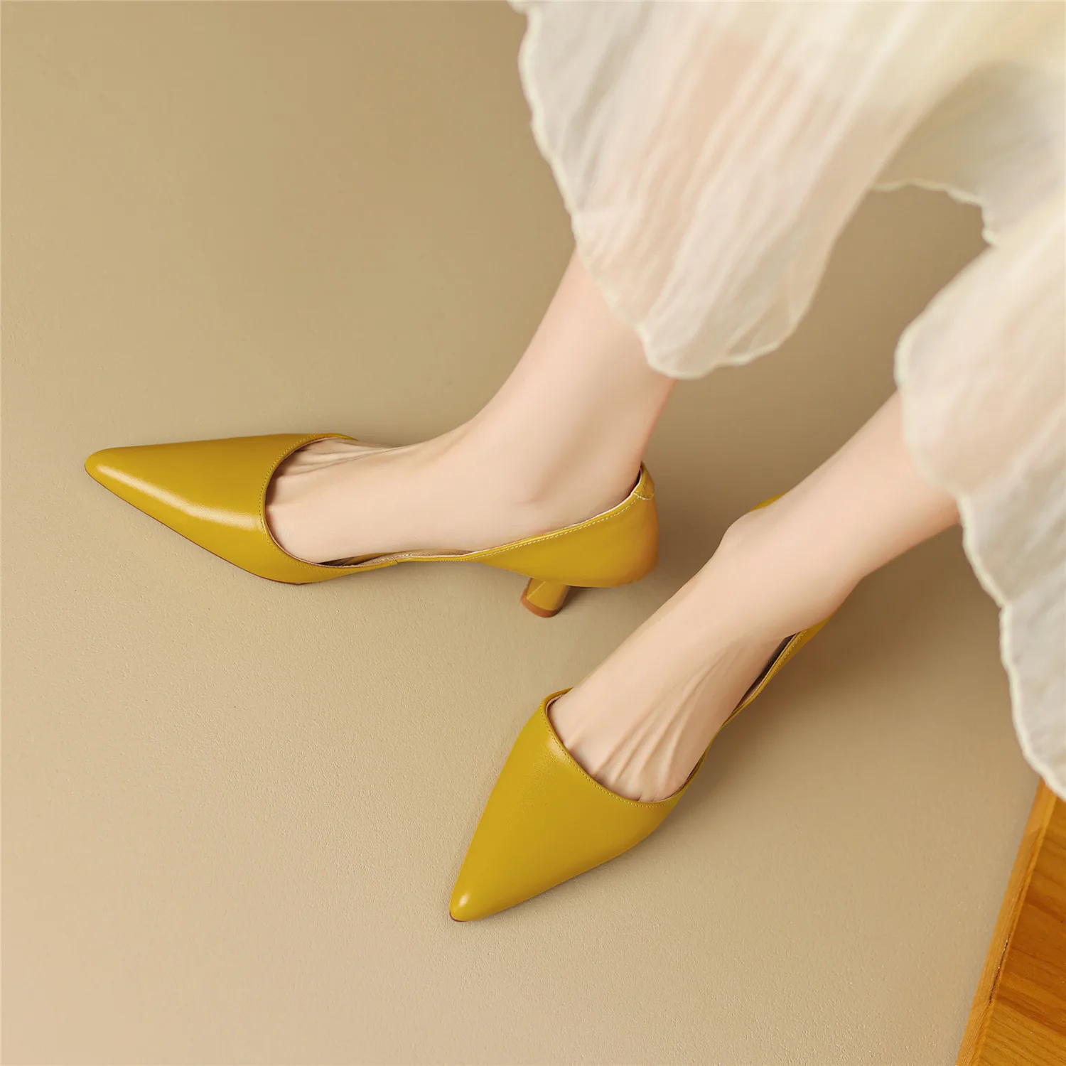 Women Pumps 2023 New Luxury All Genuine Leather High Heel Pointed Toe Slip-on High Quality Handmade Party Office Lady Shoes