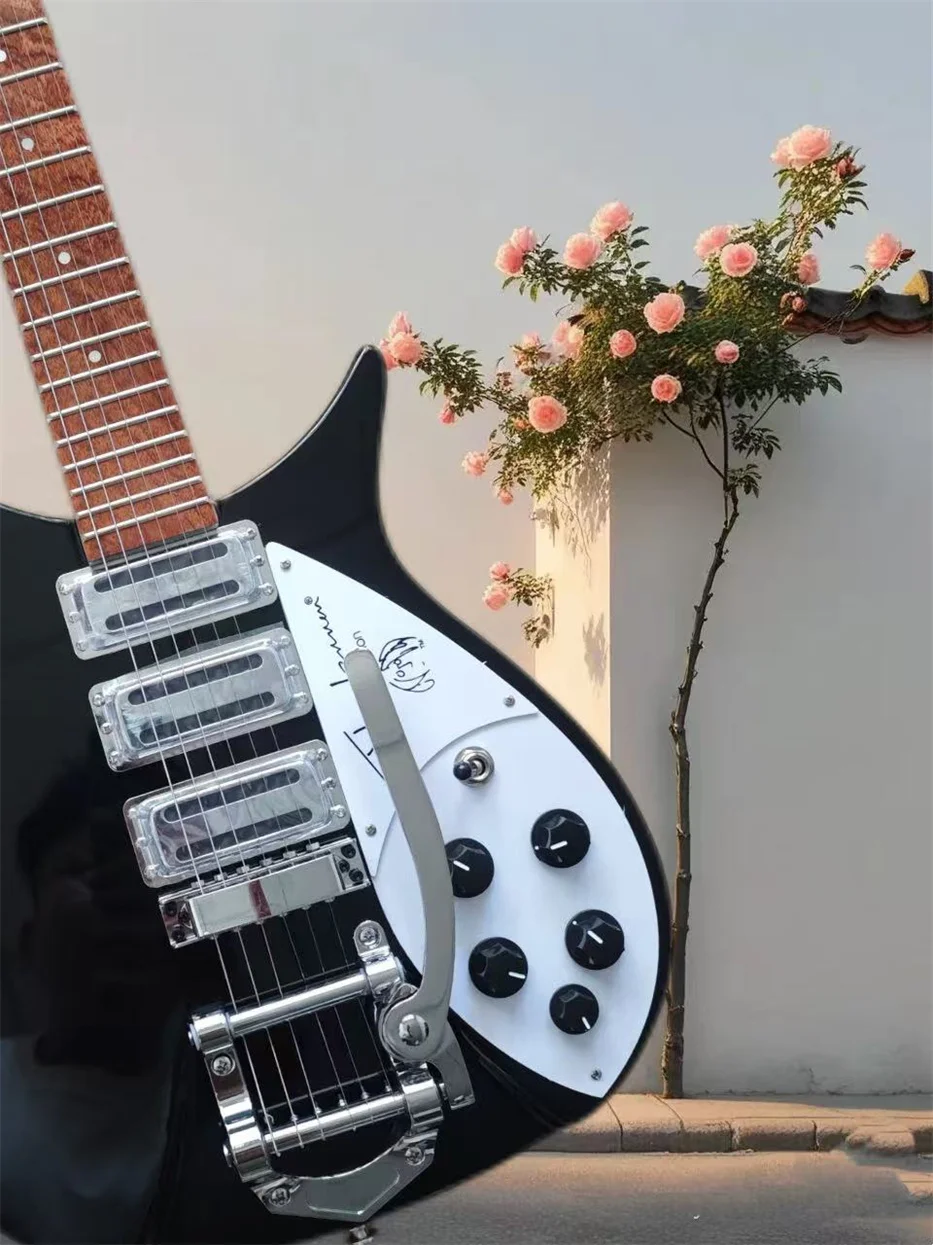 электрогитара 6-струнная Rickenback ярко-черная краска двойная окантовка магазин на