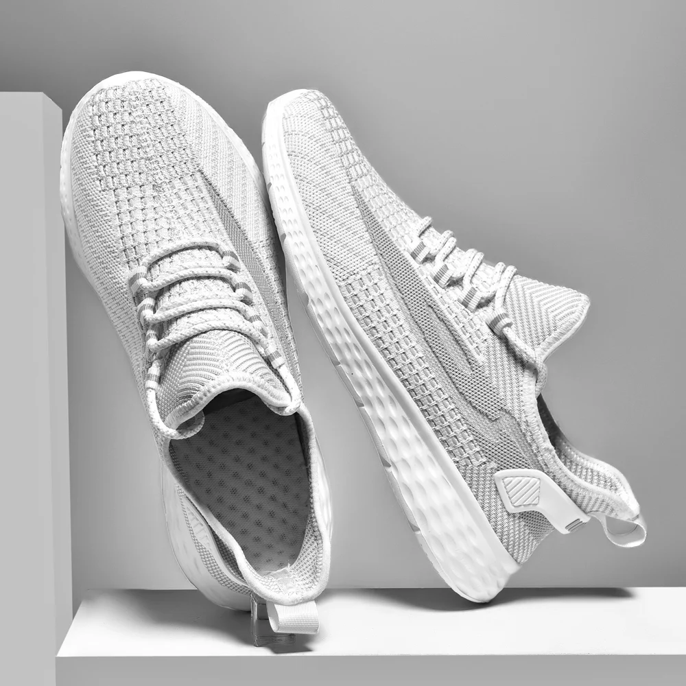 SALUDAS Men Shoes Stretch Breathable Mesh Sneakers Casual Fashion Athletic Trainers Lightweight Cushioning Running Sports Shoes
