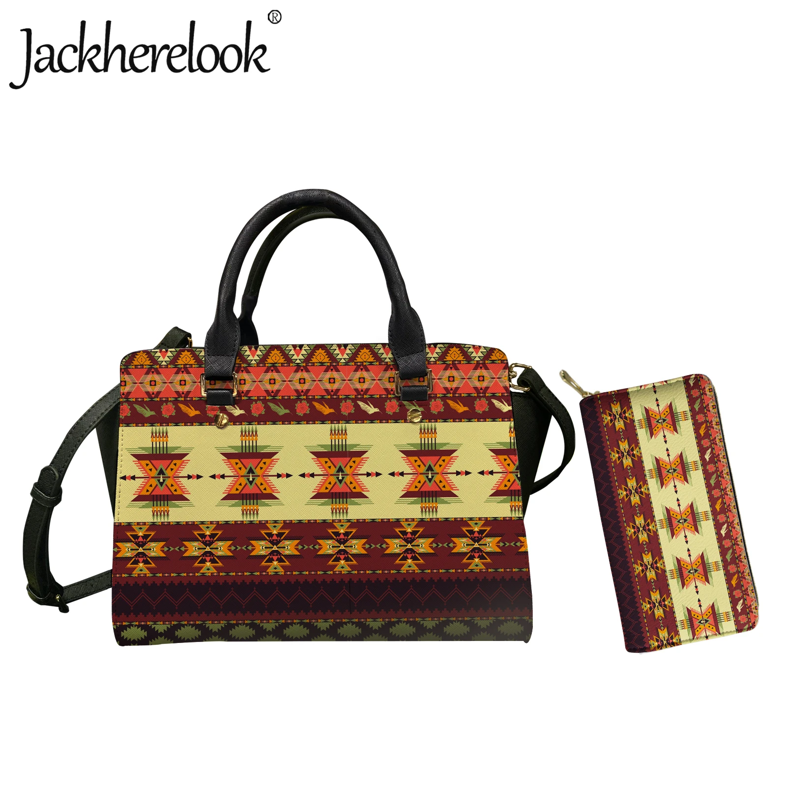 

Jackherelook Африканский племенной узор женская сумка-тоут 2 шт./компл. сумка через плечо и кошелек 2022 искусственная женская сумка