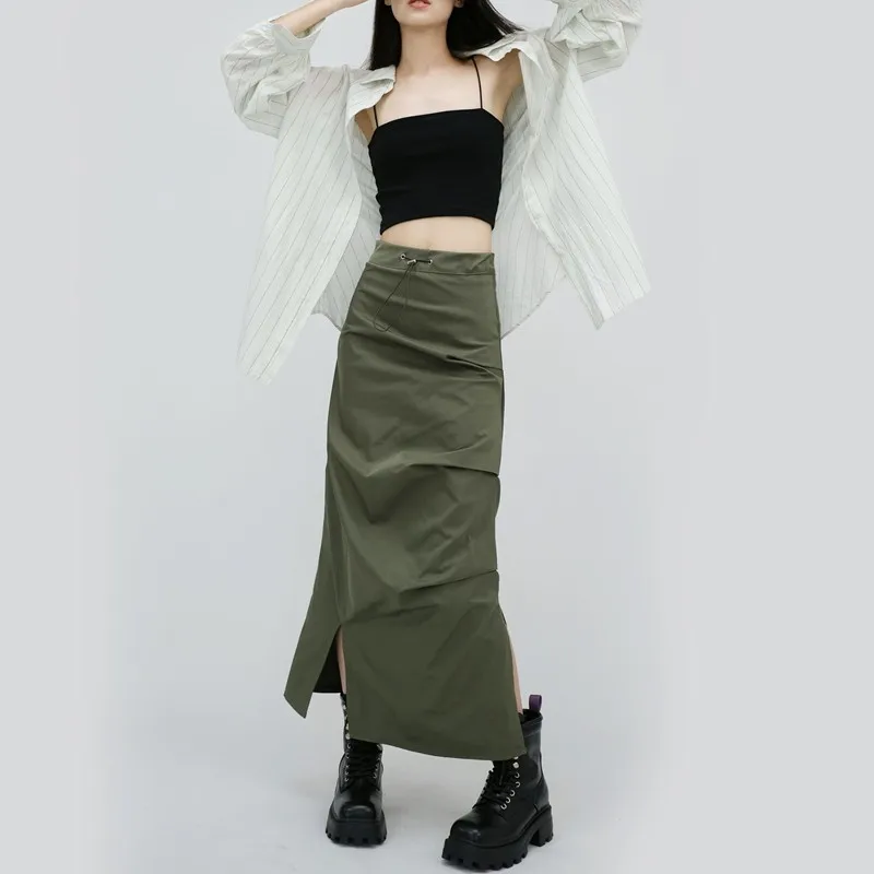 

Юбка GUUZYUVIZ Женская трапециевидная, тонкая плиссированная прямая с разрезом, лето