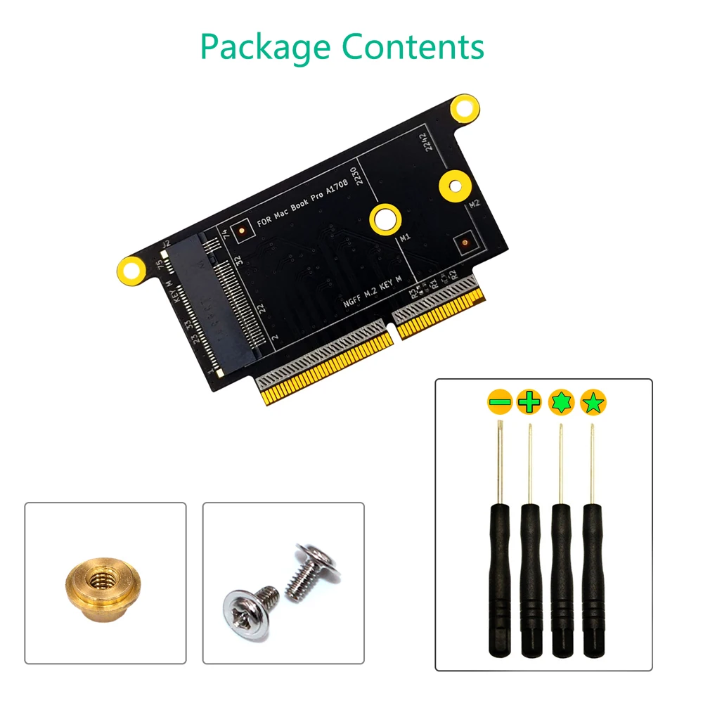 Адаптер M2 SSD для Macbook 1708 NVM-e поддерживает 2230 дюйма 2242 Φ M.2 Apple Pro A1708 адаптер