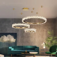 living room dining room bedroom home decoration luxury gold ring led crystal chandelier