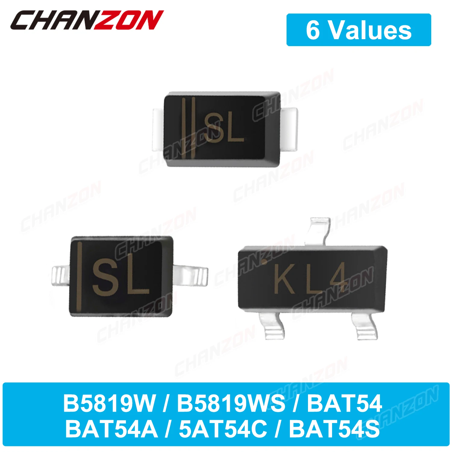 B5819W B5819WS BAT54 BAT54A BAT54C BAT54S SMD Schottky Барьерный выпрямитель, Диодная маркировка SL KL1 KL2 KL3 KL4 200mA 1A 30V 40V