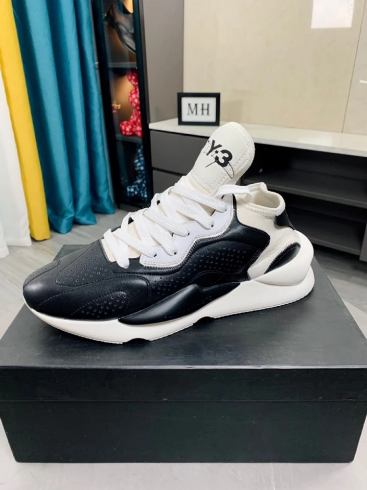 

Мужская обувь Y3 Дарт Вейдер влюбленные из первого слоя воловьей кожи дышащая толстая подошва спортивные повседневные Папины туфли