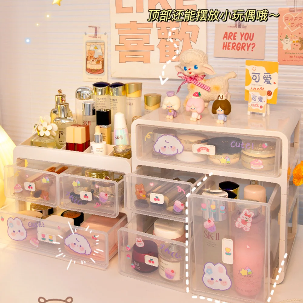 Ящик для хранения косметики настольная коробка органайзеры макияжа пластиковая