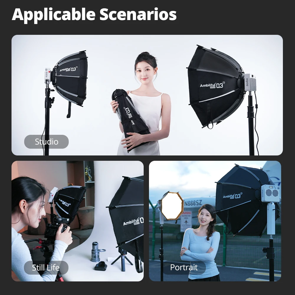Софтбокс GODOX SA-GD с креплением Q3 80 см, матовый, для вспышек GODOX ML100 BI, ML60, AD300Pro и LED-фонарей (art.: 3920d92efecf4) - 3920d92efecf4