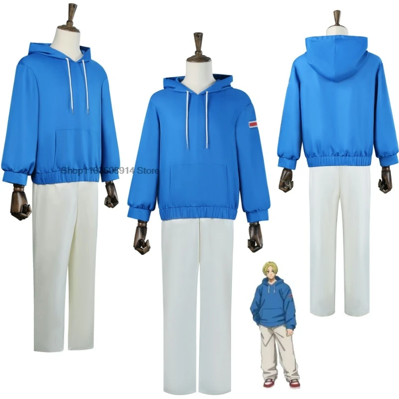 Аниме Шин Асакура Косплей Костюм Парик Сакамото Days Синий Толстовка Брюки Волосы