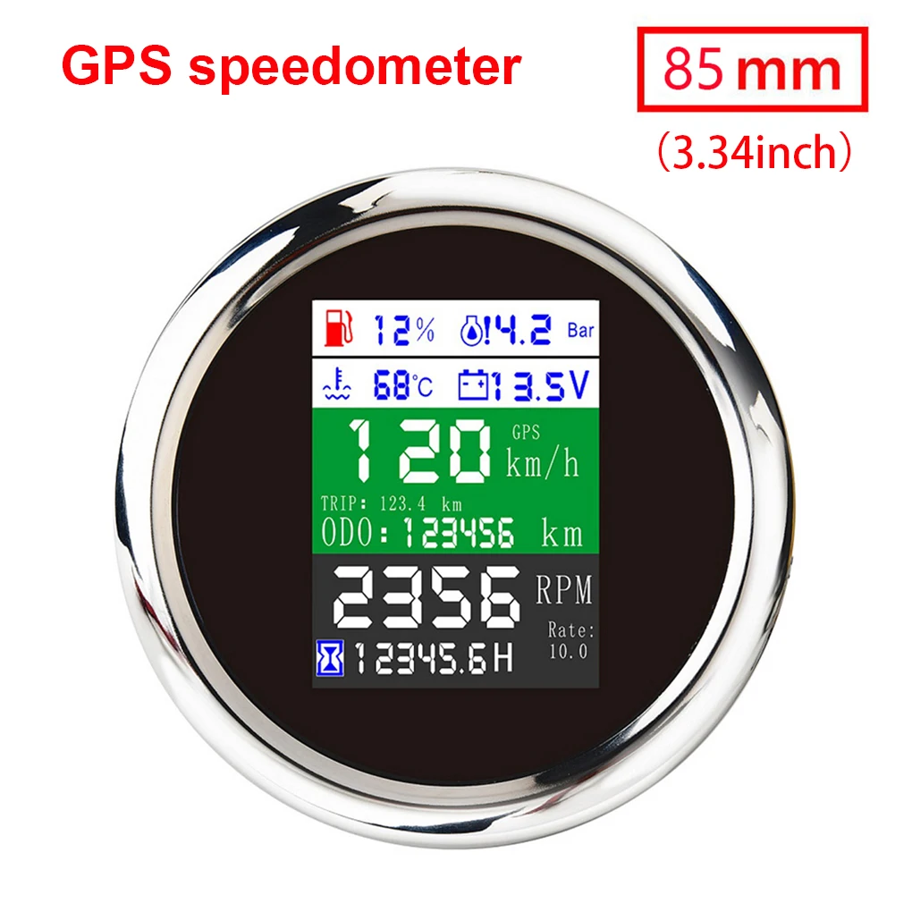 

Stainless Steel 6 in 1 Automotive Speedometer Portable Dustproof Global Positioning Systems Precise Voltage Speed Meter
