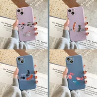 animal ink carp phone case gray and purple for apple iphone 12pro 13 11 pro max mini xs x xr 7 8 6 6s plus se 2020 cover