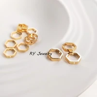 18k gold plated jewelry accessories hexagonal bead ring hexagonal geometric beading ring for handmade beaded accessories