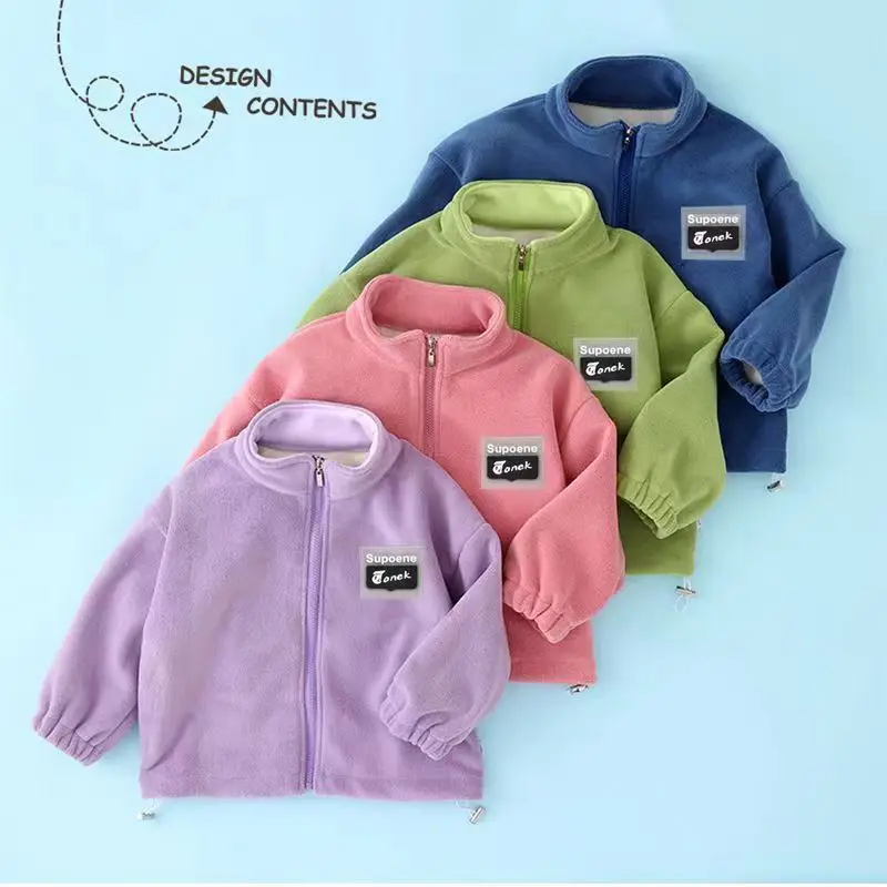 Купи Children's double-sided fleece new fleece jacket top spring and autumn baby comfortable fleece jacket за 842 рублей в магазине AliExpress