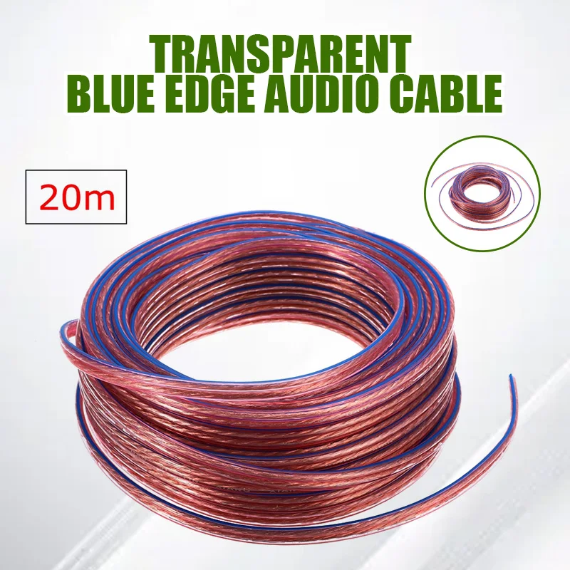 20M 2x 0.75mm Loud Speaker Cable Audio Wire High Purity Oxygen Free Copper Conductor Cord Millimeter for Amplifier