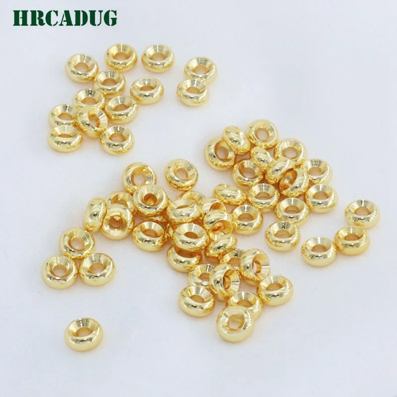 New In Wheel Bead 18K Gold Plated Round Flat Spacer Loose Beads For Bracelet Jewelry Making Materials Findings Diy Accessories