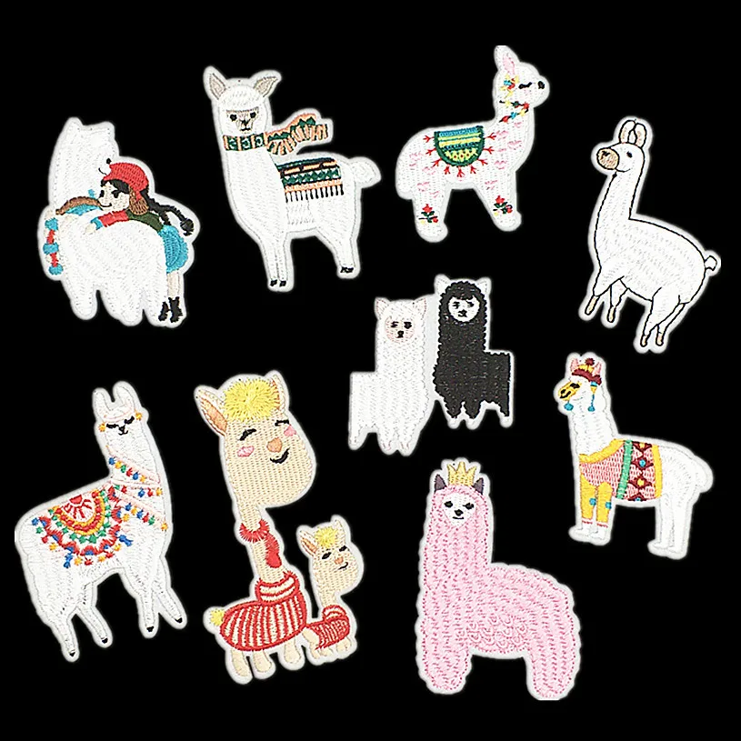 

Iron on Animal Patches for Clothing Alpaca Badges Stripes Stickers for Kids Embroidered Patches for The Clothing DIY Appliques G