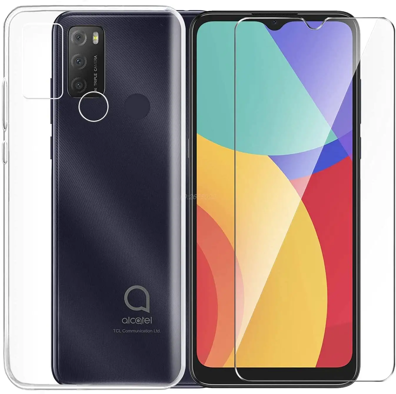 Стеклянный чехол 2 в 1 для Alcatel 1 S 2020 5028Y 1 V SE 3L 1B 2020 2021, силиконовый чехол + Защита экрана для Alcatel 3X 2020(4 камеры)