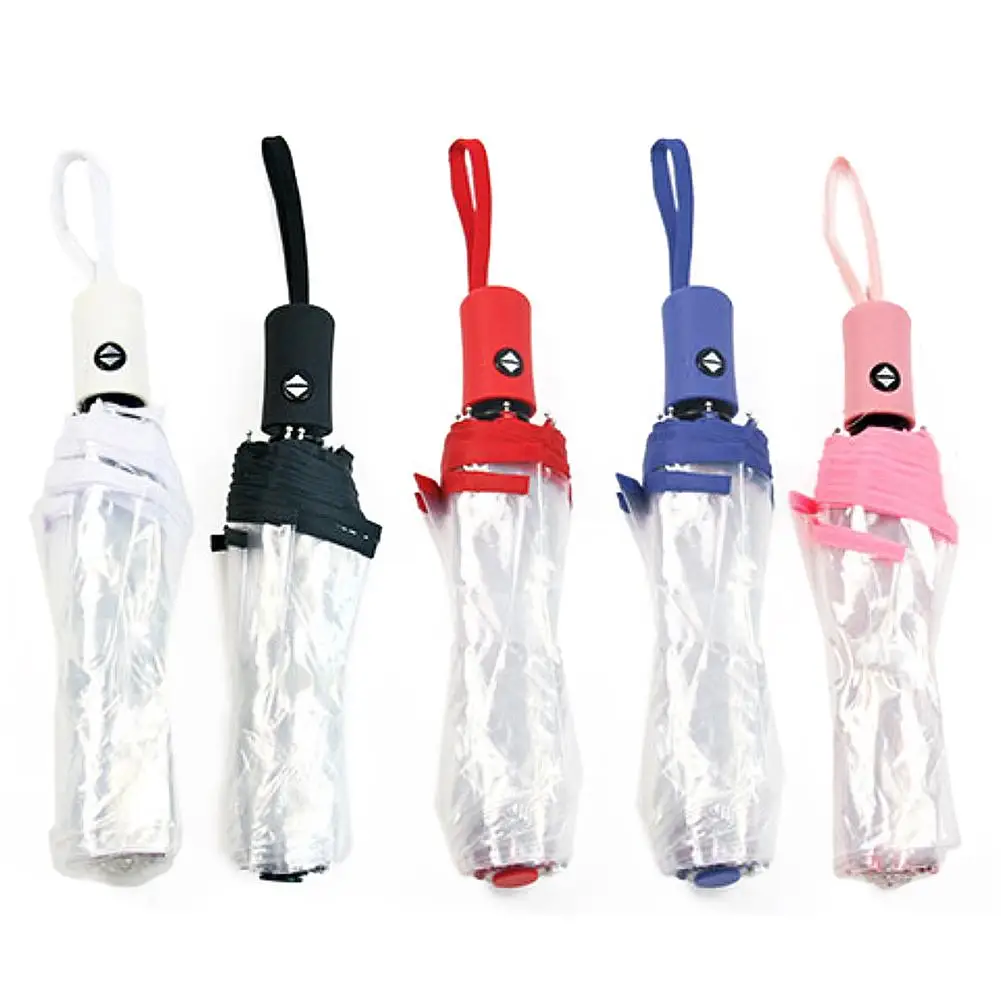 

2023Waterproof triple transparent umbrella automatic upgrade small outdoor rain gear