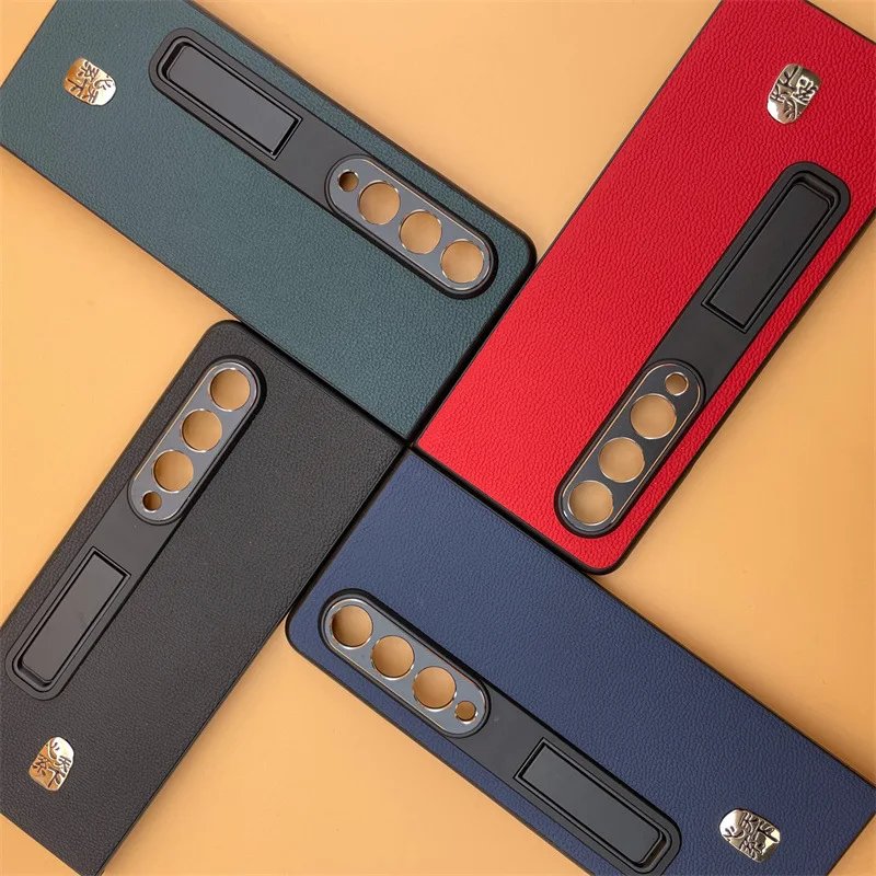 

Кожаный чехол со скрытым кронштейном и подставкой для Samsung Galaxy Z Fold 4, чехол для телефона W23