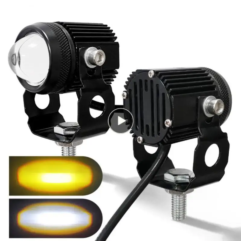 

Mini Universal Mini Dual Color Led Spotlights Waterproof Motorcycle Spotlight Headlamp Super Bright Projector Lens Headlight