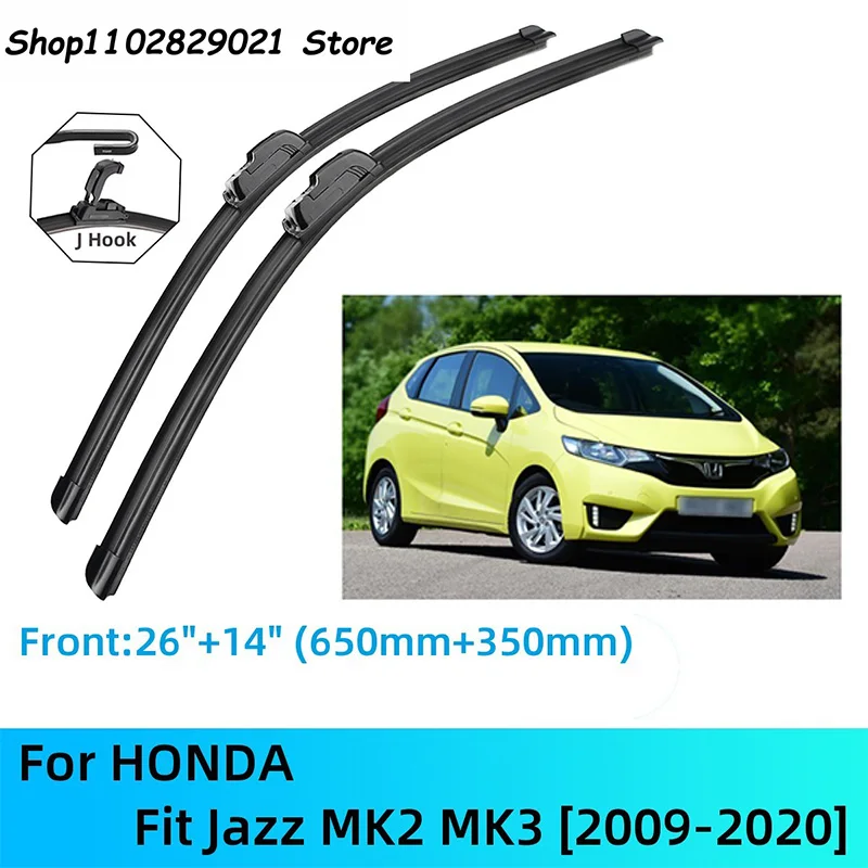 

For HONDA Fit Jazz MK2 MK3 Front Rear Wiper Blades Brushes Cutter Accessories J U Hook 2009-2020 2015 2016 2017 2018 2019 2020