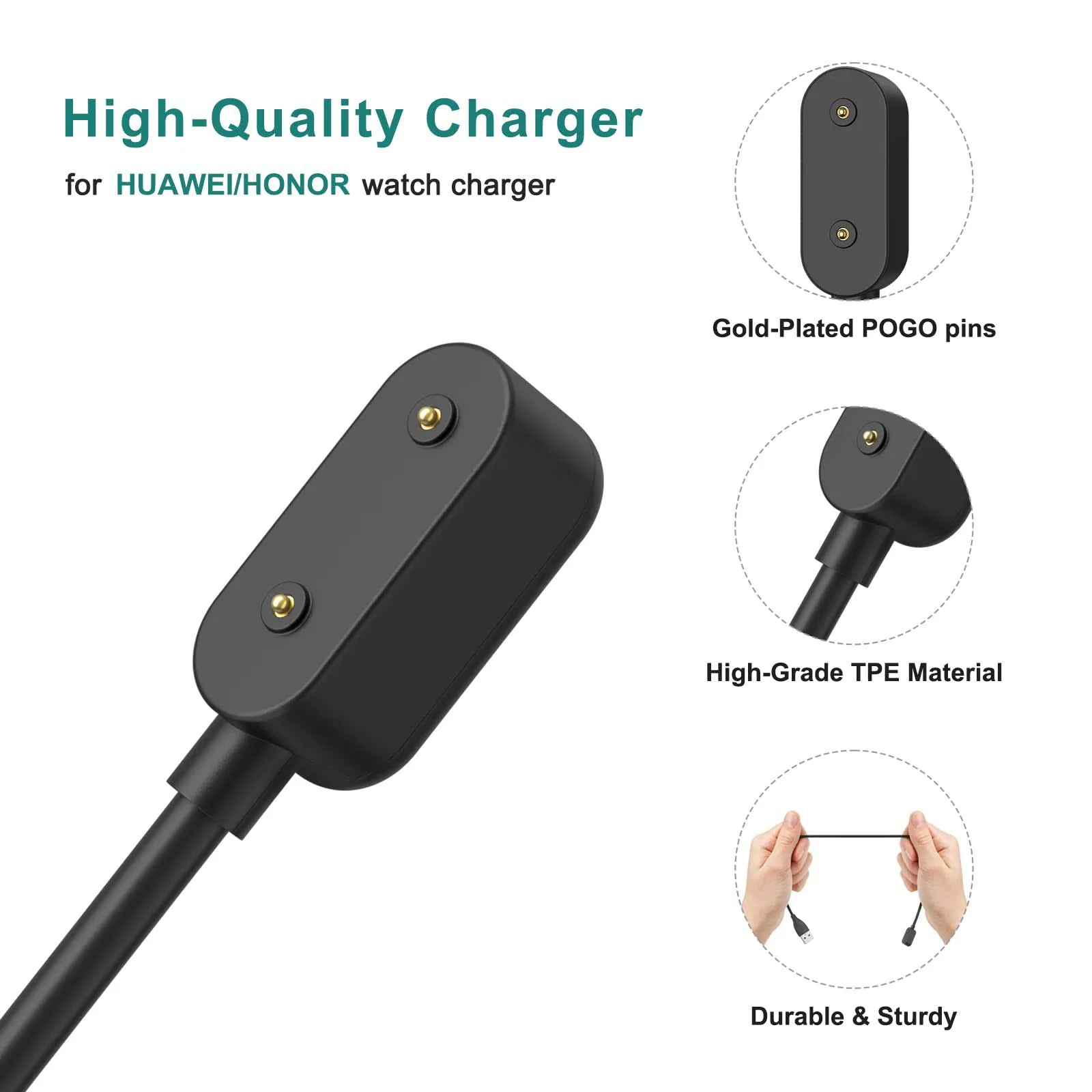 Зарядное устройство для умных часов с USB-кабелем зарядки Huawei Watch Fit 2/new/mini Band 8/7/6 Pro