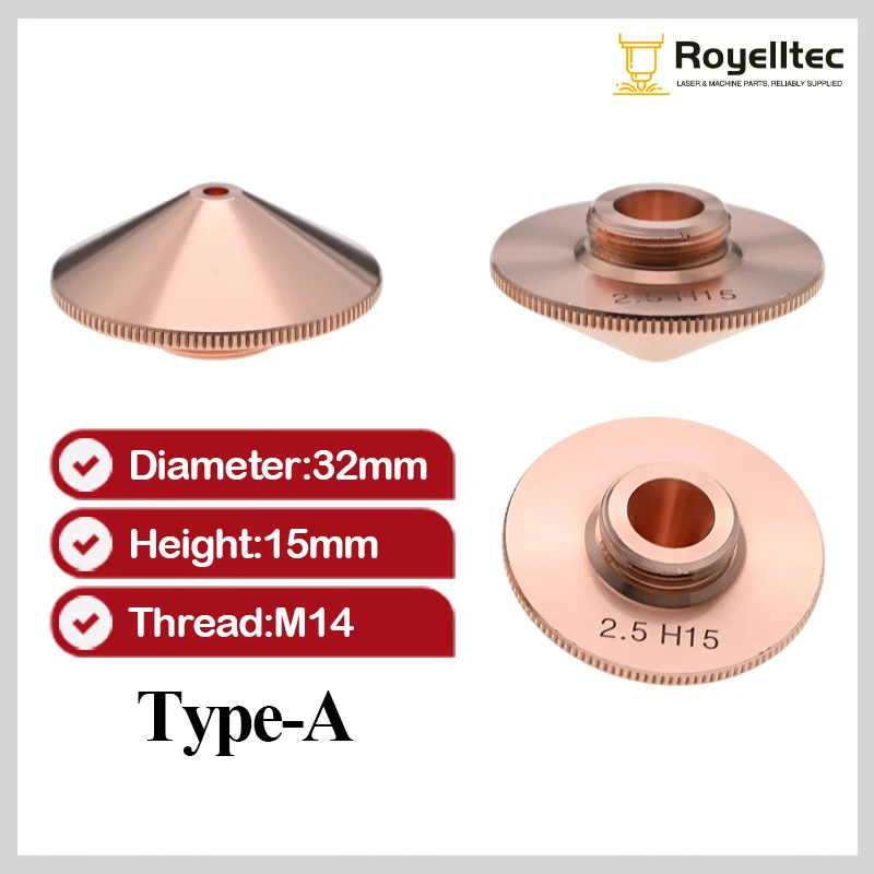 

Raytools диаметром 32 мм, H15, калибр 0,8-4,0, одиночные двухслойные лазерные сопла для волоконной лазерной резки, станок с ЧПУ, головка BT240S BT210S 120GJT0515 120GJT0520 120GJT0525 120GJT0530 120AU3520A 120GJT3651