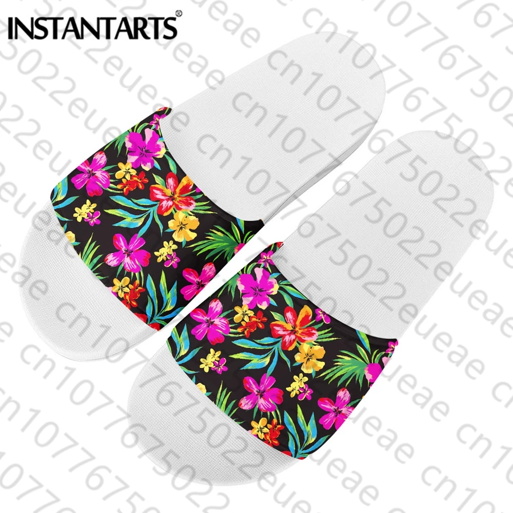 Женские пляжные шлепанцы INSTANTARTS Гавайский Цветочный Принт летняя комнатная
