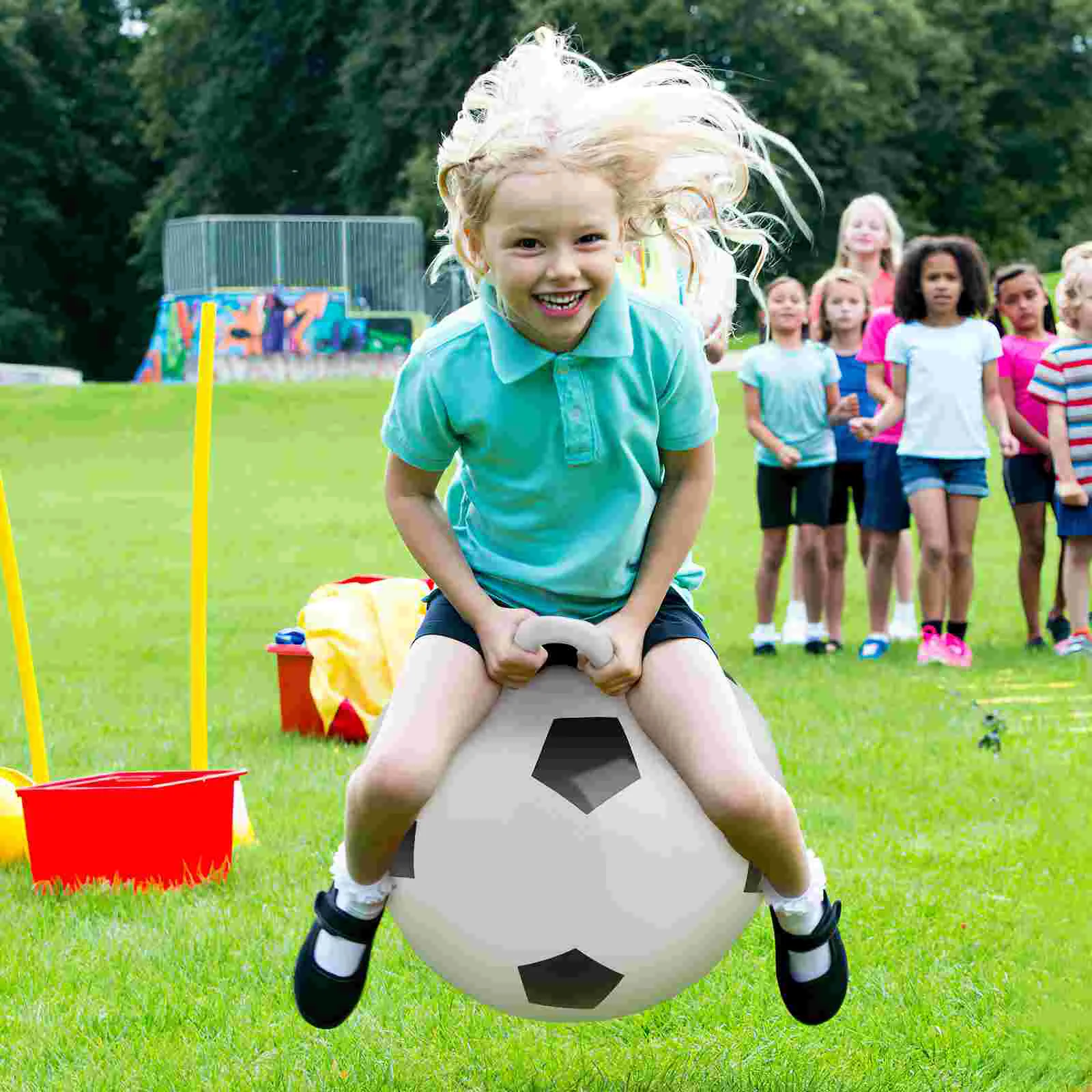 STOBOK 45cm Hopping Ball Jumping with Handle Inflatable PVC Bouncing for Children
