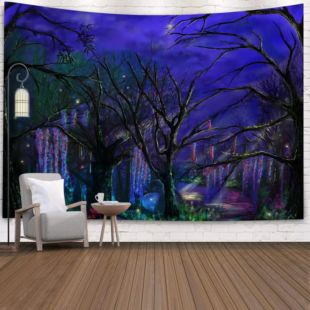 

Scary Skull Forest Tapestry Black and White Mountain Sun Tapestry Wall Hanging Ocean Spray Tapestry Bedroom Room Home Decor