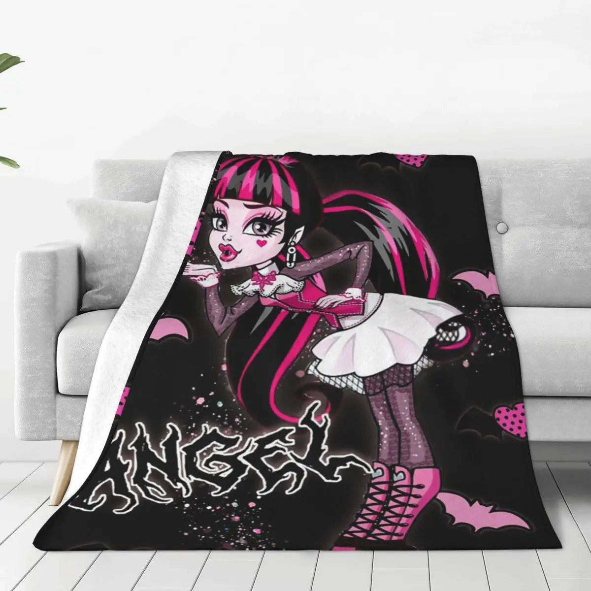 

Draculaura Gothic Blanket Fleece Monster High Warm Throw Blankets for Airplane Travel Bedspread