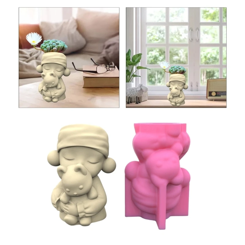 

DIY Cute Girl Flower Pot Silicone Mold Concrete Cement Pen Holder Succulent Planter Pot Epoxy Resin Casting Mould Table Decor