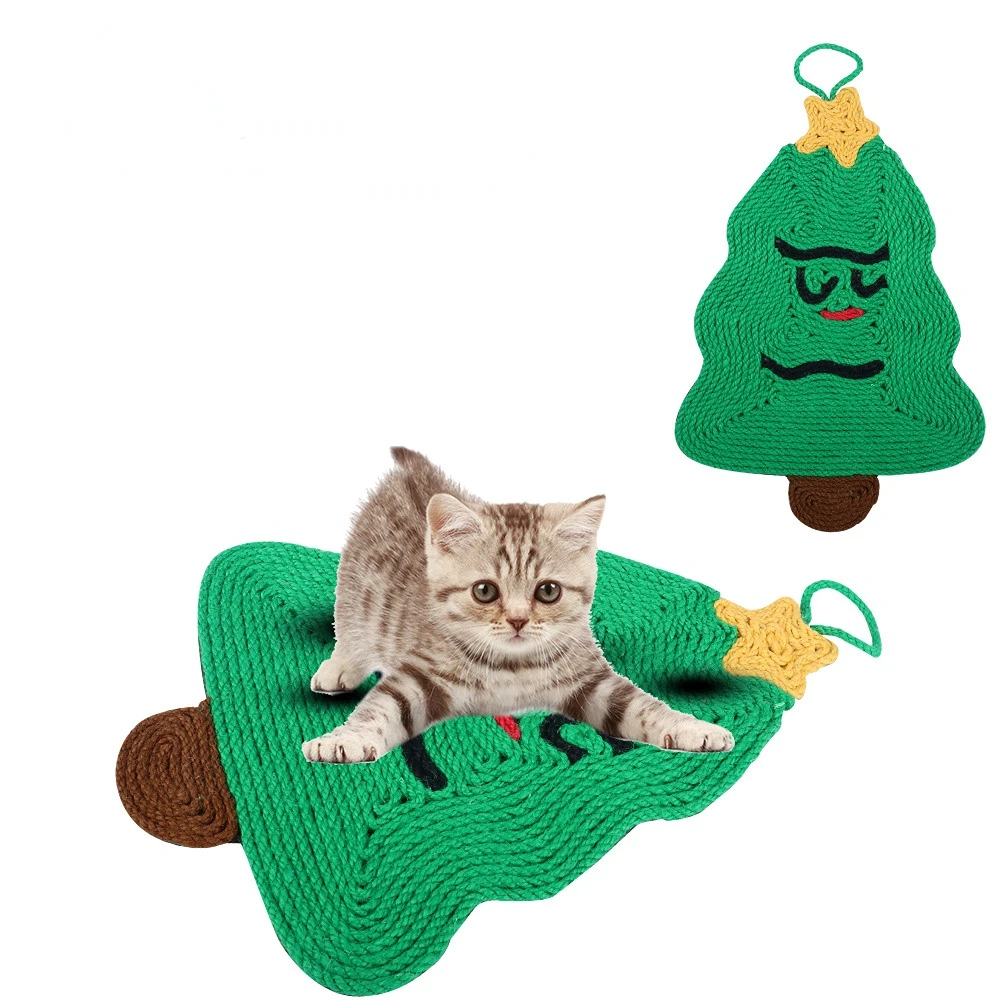 

Товары для домашних животных, коврик из сизаля в виде рождественской елки, самодельный Когтевран, сизаль, кошачья царапина, коврик для кошек...