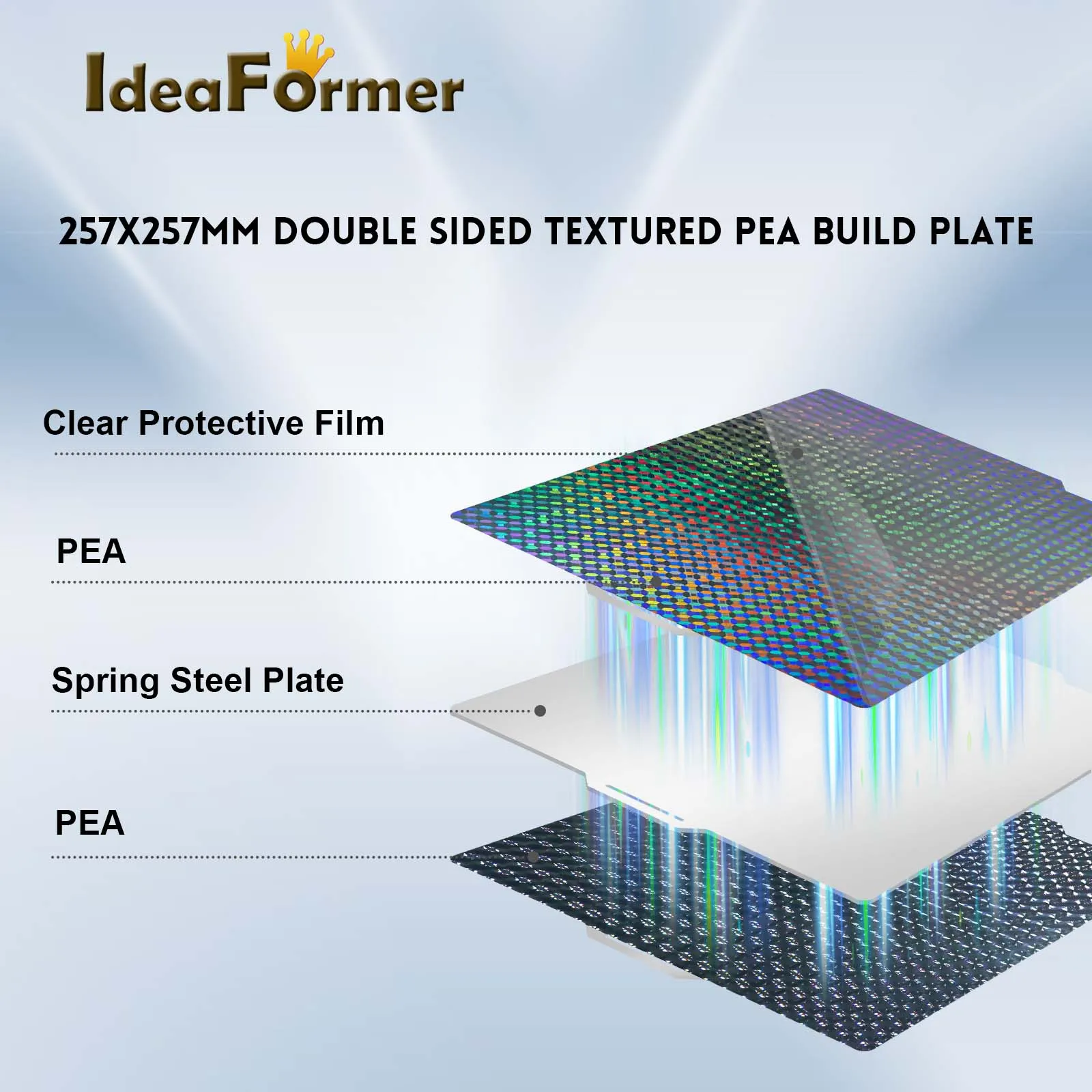 Фото Двусторонняя нагреваемая PEI-пластина Bambulab Plate P2S 257x257 мм для 3D-принтеров Bambu Lab P1P, P1S, A1, X1, X1C, X2D №4